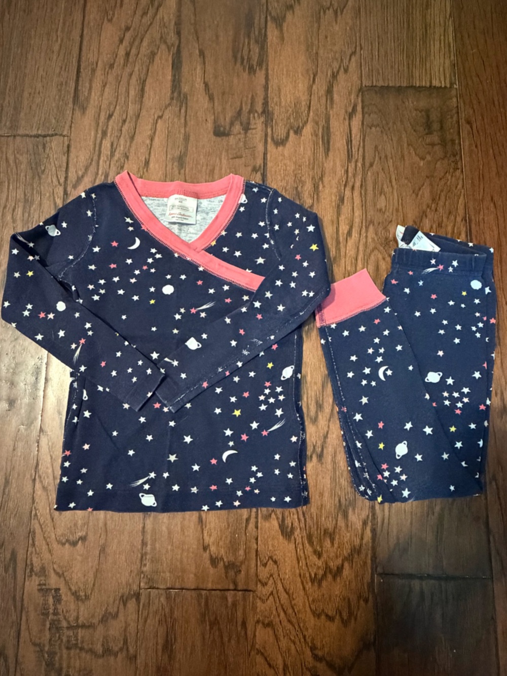 Hanna Andersson Kids Navy Space Print Pajama Set Organic Size 4